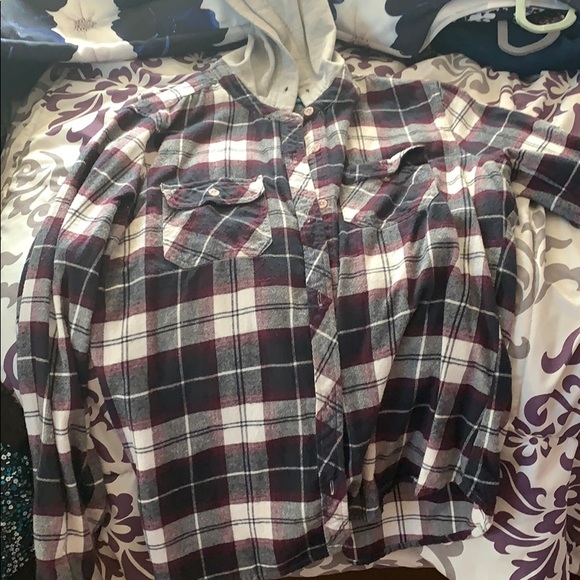 Cotton plaid shirt with hoodie - Picture 1 of 1